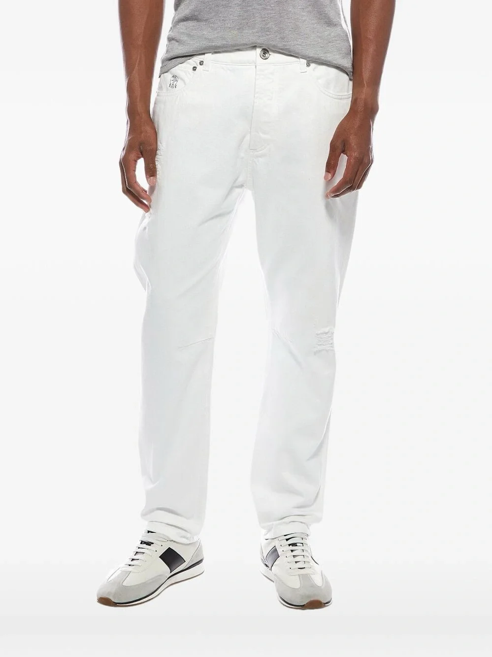 BRUNELLO CUCINELLI ‘Leisure Fit’ Lightweight White Denim Jeans Mens Italy